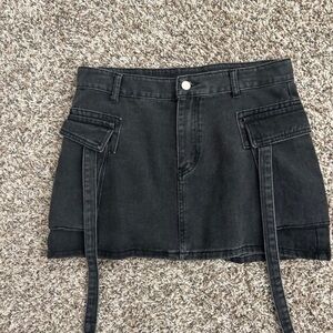 Women’s Denim Black Cargo Mini Skirt